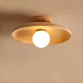 Solid wood and glass minimalist aisle ceiling lamp in wood or walnut colour.