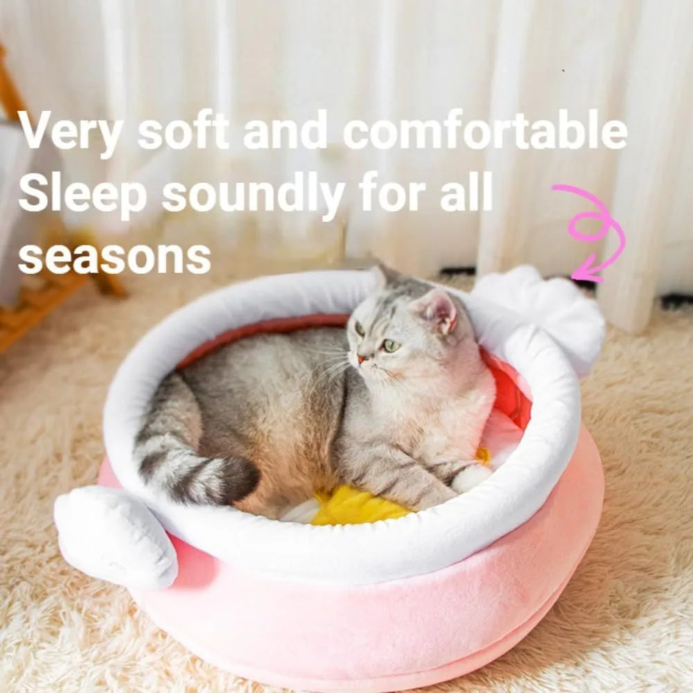 Honey pot shaped cat sofa bed with magic wand design in pink or yellow colour