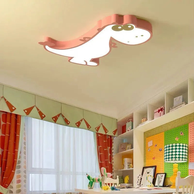 Cartoon dinosaur ceiling light with 48cm diameter and electrodeless dimming in green or pink