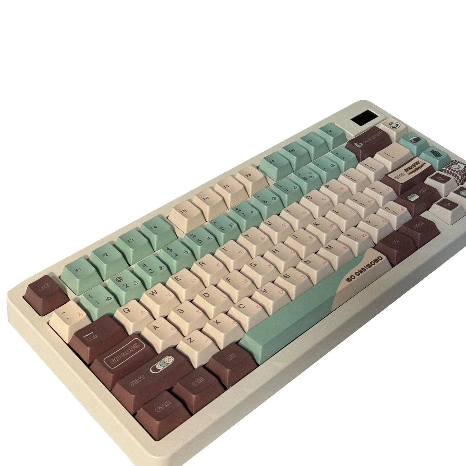 Matcha theme mechanical keyboard keycaps set with cross satellite shafts and five-sided sublimation printing