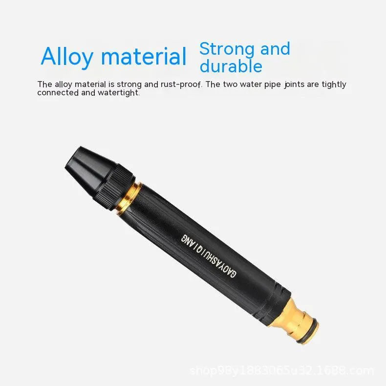 Black diamond alloy car washing gun with straight spray design measuring 17.7 cm
