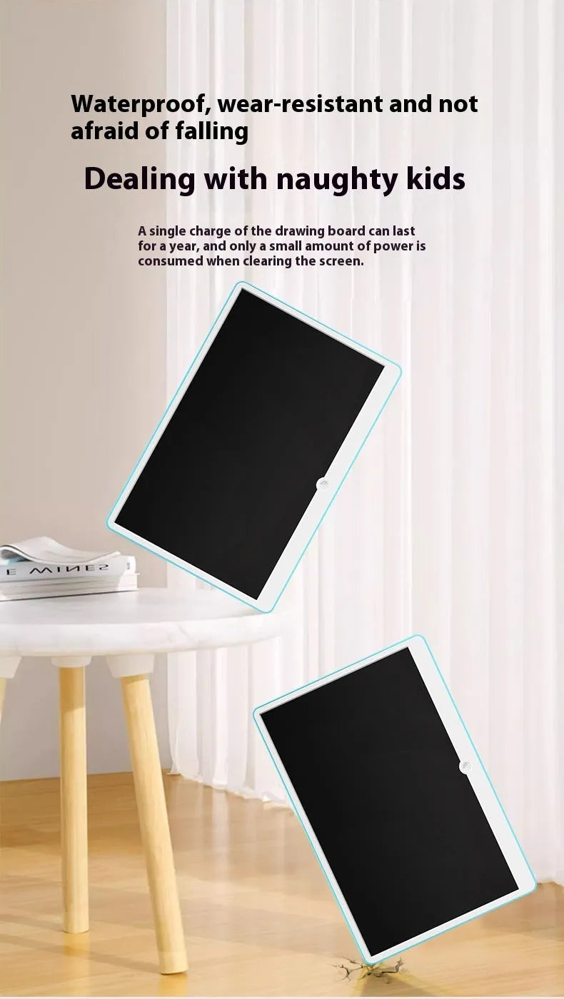 19-inch rechargeable LCD children's drawing board in blue and white colour with stylus