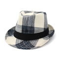 Blue and black polyester straw hat with bell-shaped crown and 4.5cm brim for sun protection