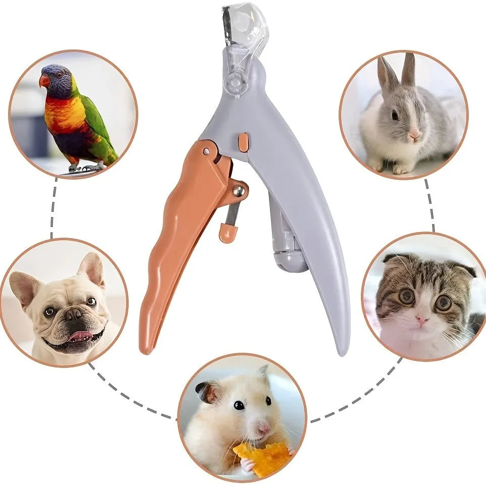 Yellow LED pet nail trimmer with magnifying glass and hardened steel blades for cat and dog grooming