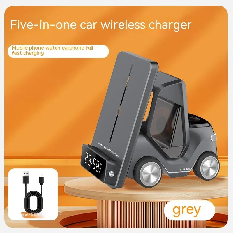 15W three-in-one wireless fast charging bracket in grey, white, yellow, and orange colour options