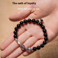 Black obsidian Buddha beads couple bracelet DIY set with 8mm and 10mm sizing