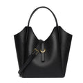 Genuine leather women's hand holding bucket bag in retro style with file bag interior
