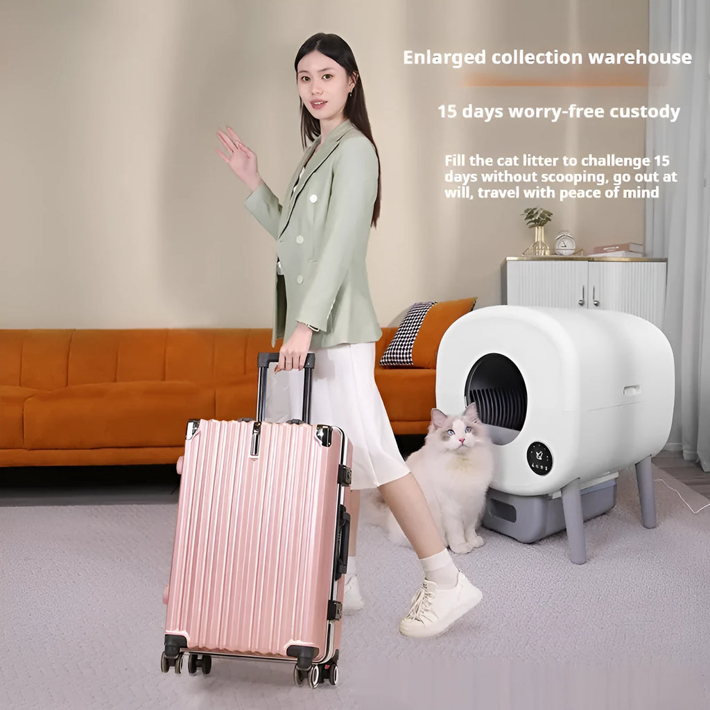 Intelligent automatic cat litter box with 13L waste storage capacity and ABS plastic construction