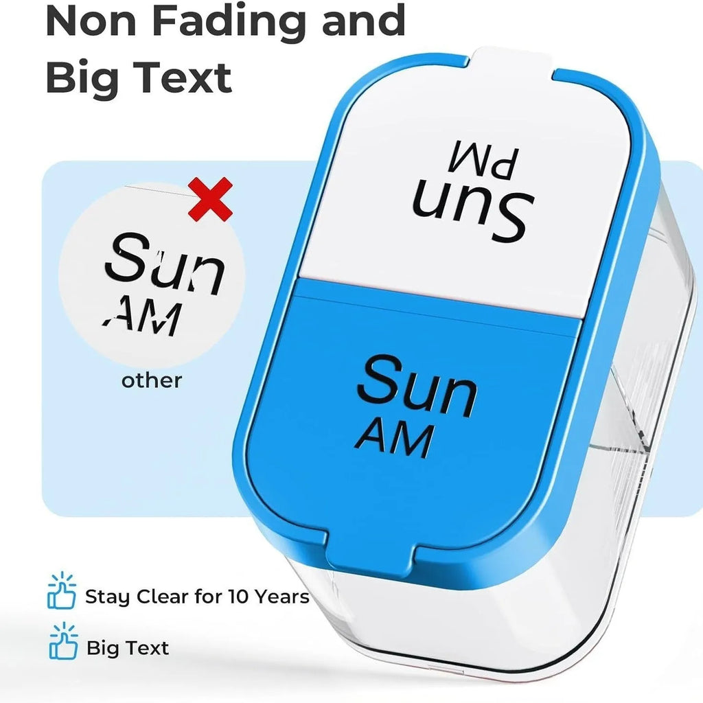 Extra large white portable pill box with 14 removable compartments for medication organisation