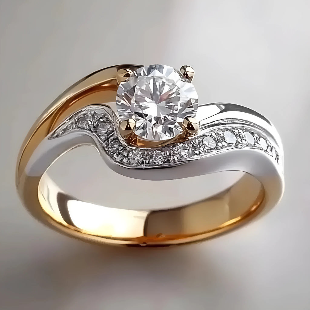Moissanite Ring for Women Simple All-match Fashion Style Electroplated Brass Unisex Sizes No 6 to No 10 18K Gold Colour Separation OL Ring