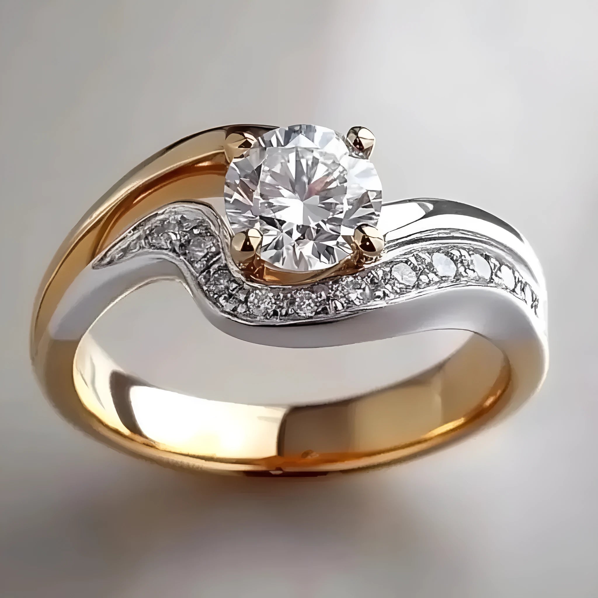 Moissanite Ring for Women Simple All-match Fashion Style Electroplated Brass Unisex Sizes No 6 to No 10 18K Gold Colour Separation OL Ring