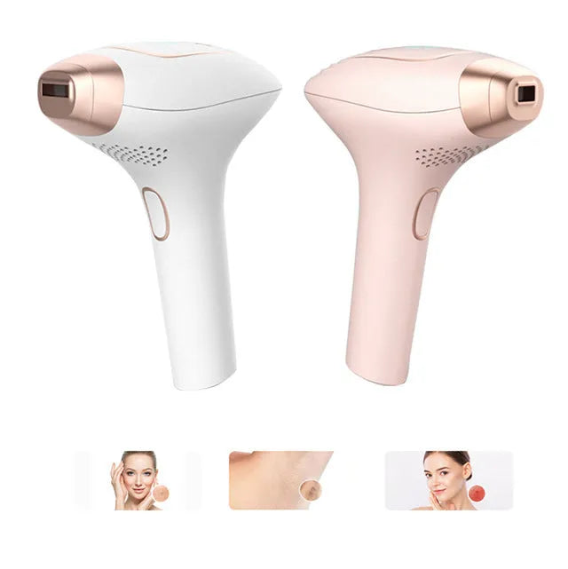 Pink and white laser hair removal device with ice-cooling technology and detachable shaver