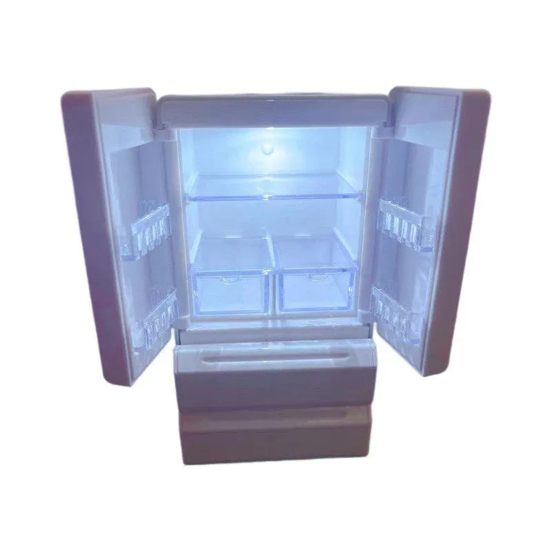 White plastic candy toy miniature model with light feature on display