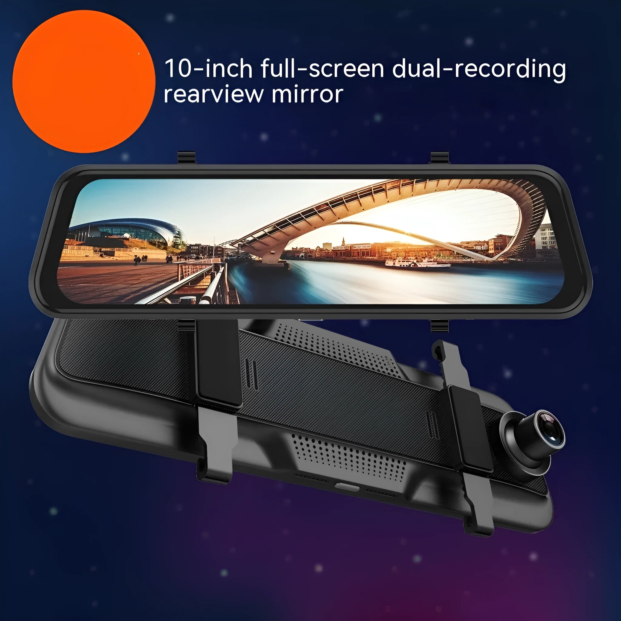 10-inch touch screen car driving recorder mounted as rearview mirror with wide-angle lens