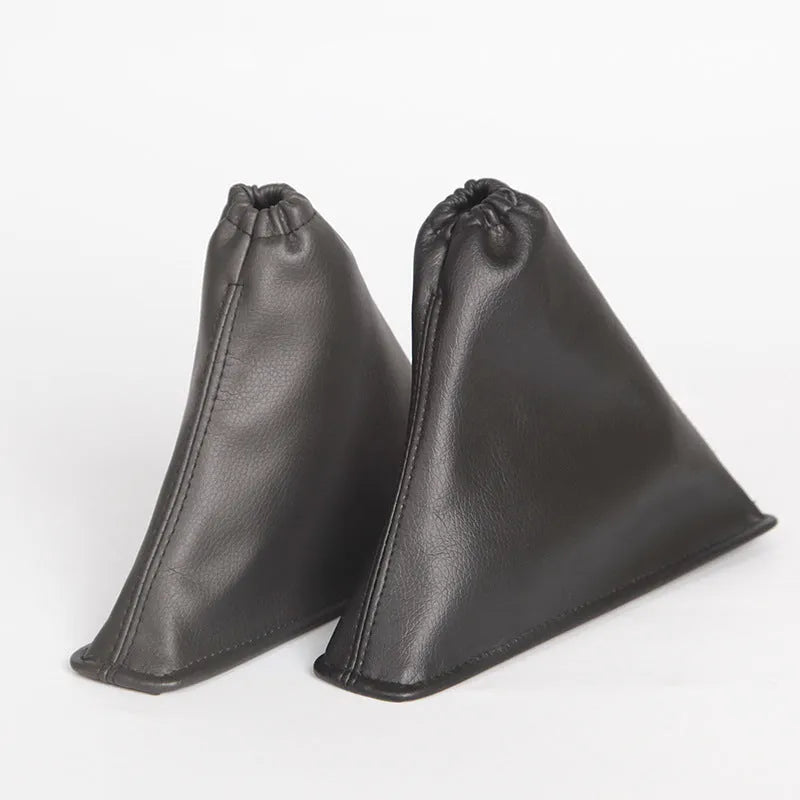 Black leather dust cover for Corolla car gear lever, showing dimensions.