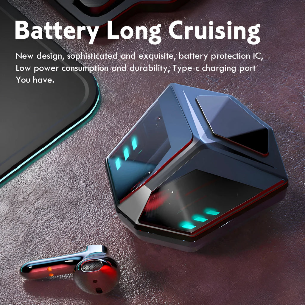 M59 style wireless Bluetooth gaming headset with low latency and noise reduction.