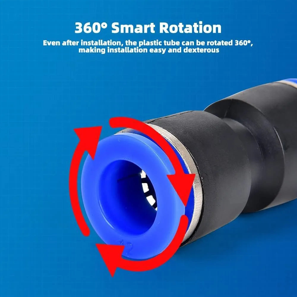 60-piece alloy plastic pneumatic push-in connector set with R1/4 and R1/2 inch threads