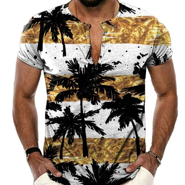 Men's short sleeve sports T-shirt with lapel button detail in bird eye cloth polyester.