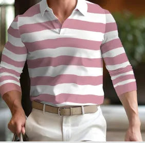 Design Button Long Sleeve Retro Loose Top for men in polyester blend, loose fit pullover