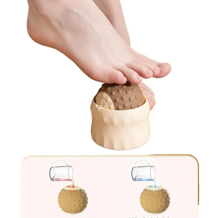 Massage ball set for cold and hot compress therapy in caramel mocha and green colours