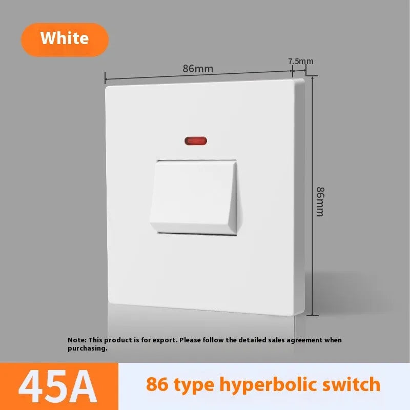 25A or 45A three-pole electrical switch with illuminated panel in gold, grey or white
