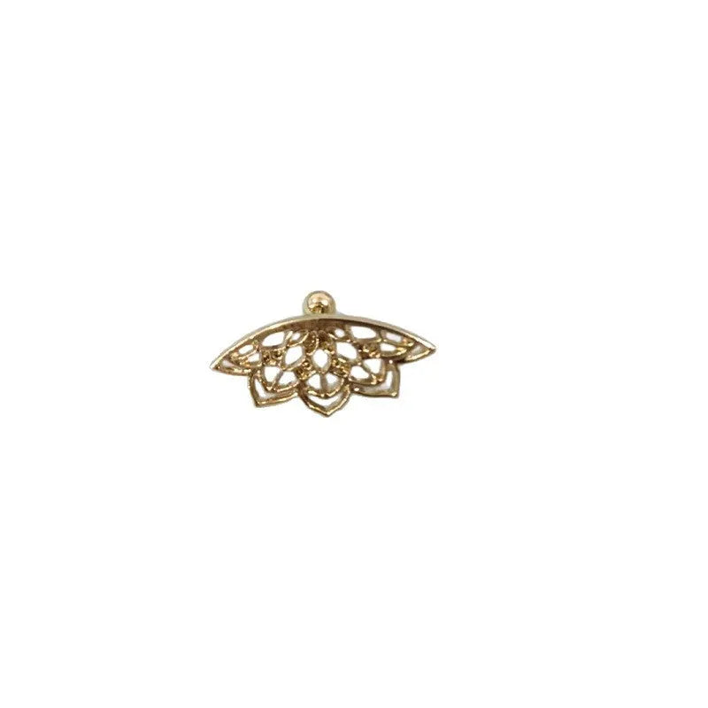 Spider web geometric mesh stud earrings in gold and silver electroplated metal