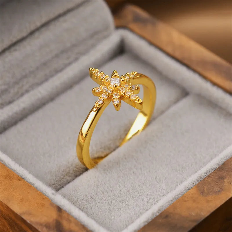 Korean fashion geometric open adjustable ring in gold electroplated copper