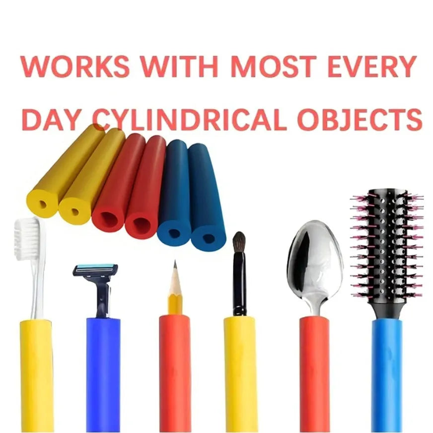 Rubber auxiliary grip hose sleeves for tableware pens, showing inner and outer diameters.