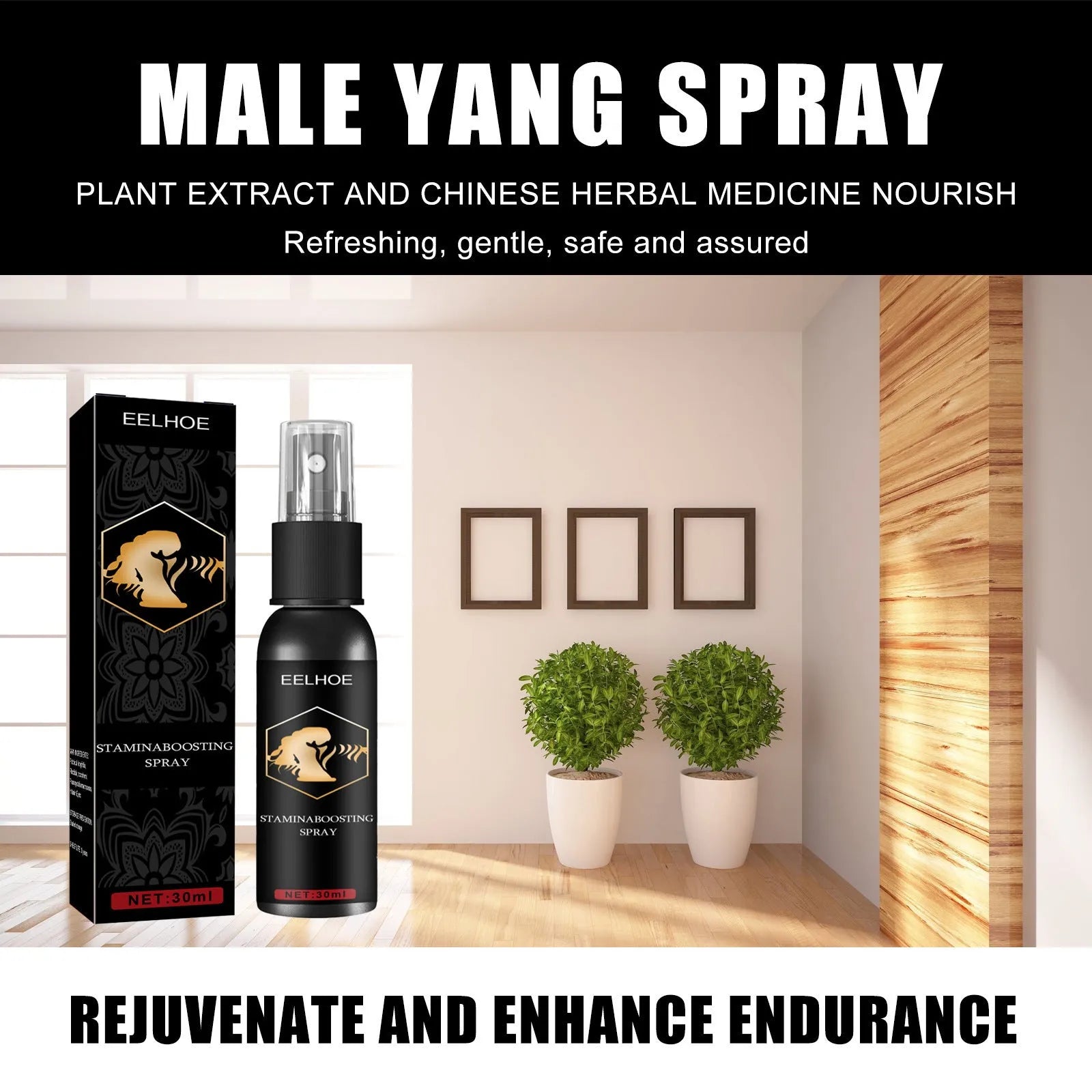 Men's body moisturising and massage treatment oil spray in 30ml container with spray applicator
