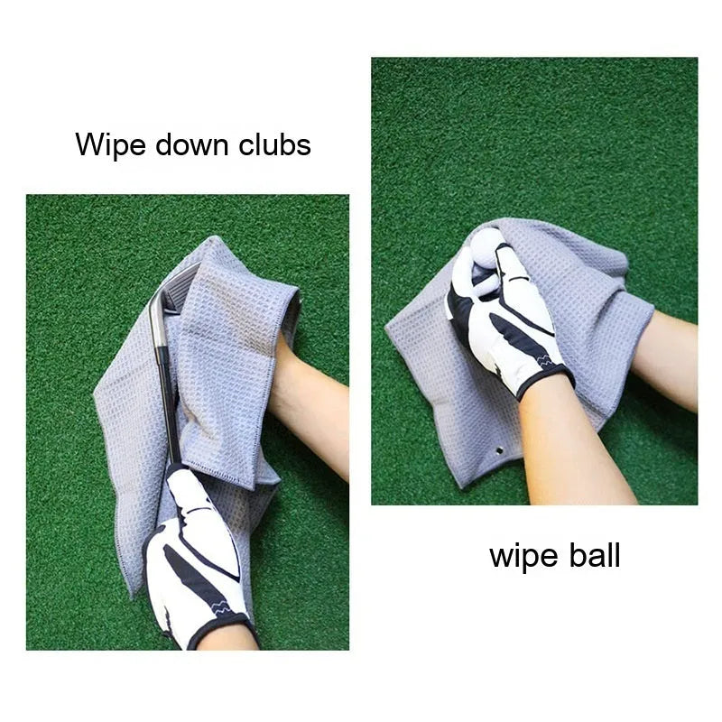 Waffle weave golf ball cleaning towel showing textured surface in available colours