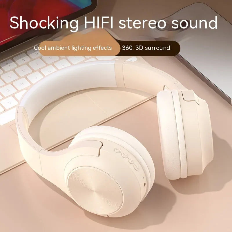 Personalised wireless Bluetooth headset with creative design in ivory white, chalk black, or youth green colour options