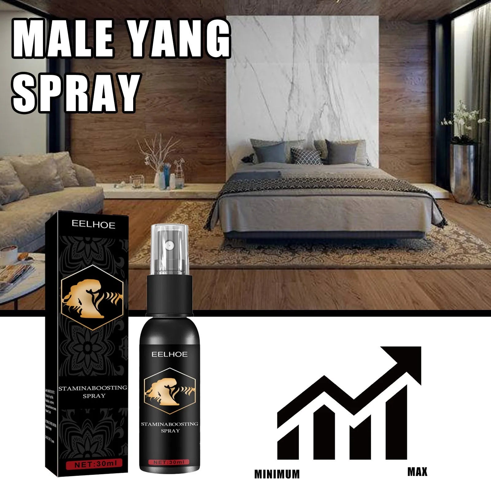 Men's body moisturising and massage treatment oil spray in 30ml container with spray applicator