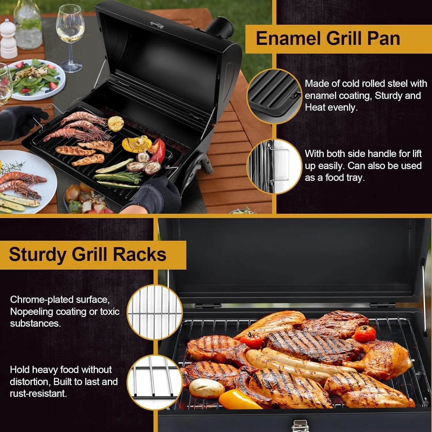 Small portable folding charcoal barbecue stove with grill for desktop use