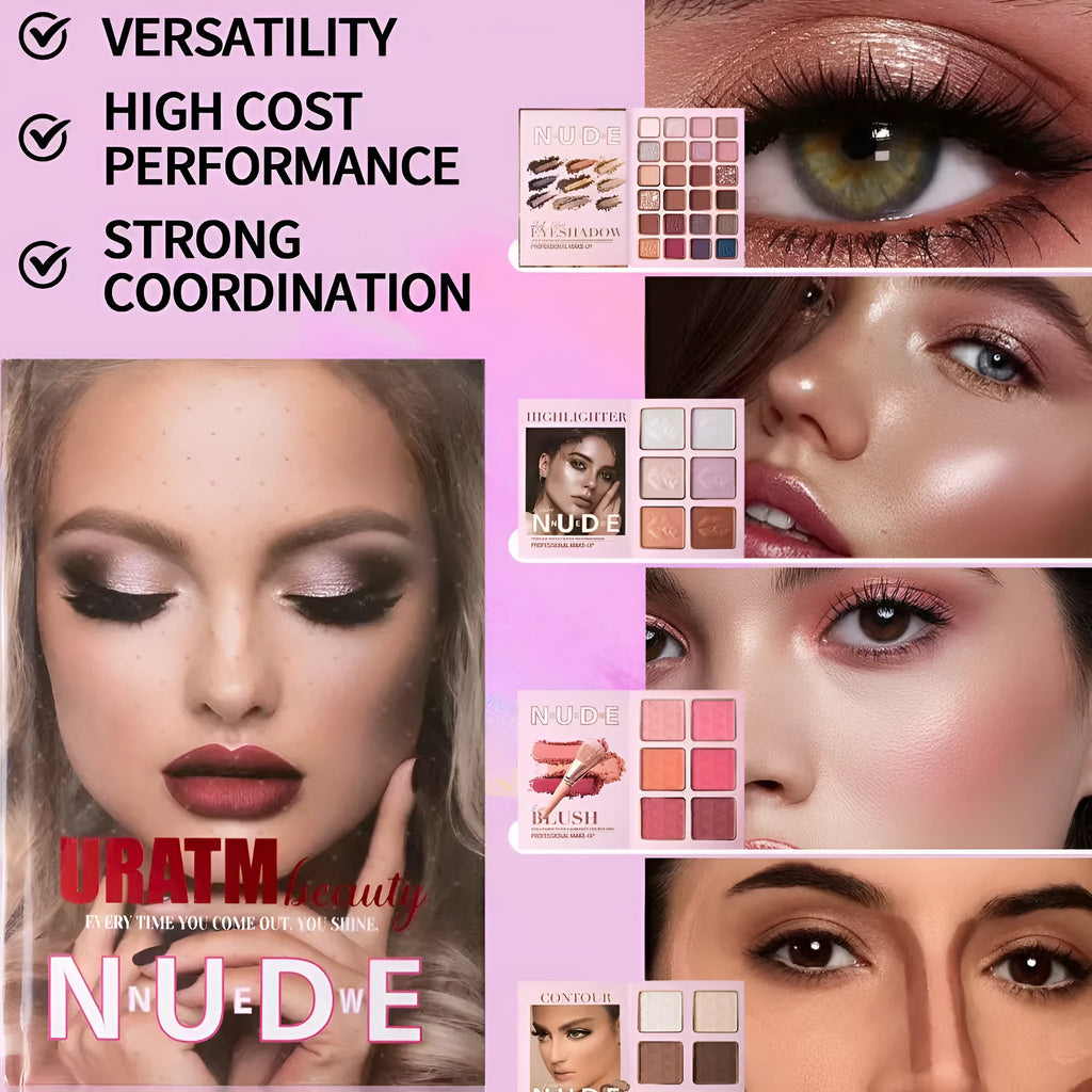 Multifunctional eye shadow plate with matte and shimmer blush and highlight integrated makeup set U137A