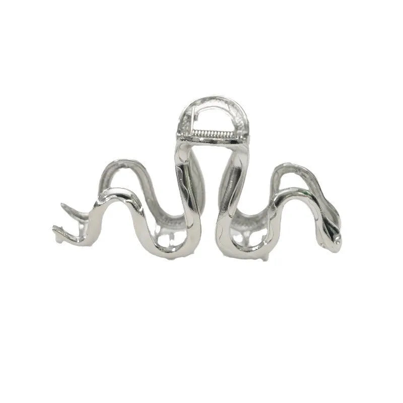 Slytherin serpentine metal hair clip barrette in silver or gun black, 10.5cm length with snake design