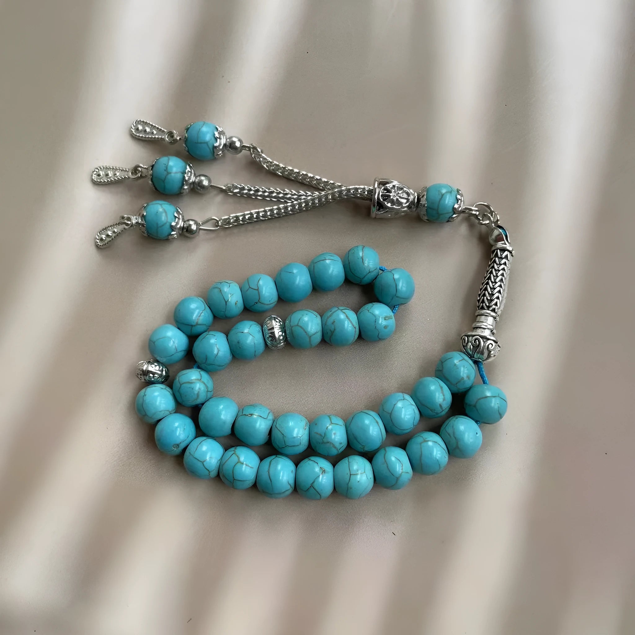 Sky blue stone Muslim prayer bracelet with 8mm beads for daily worship counting