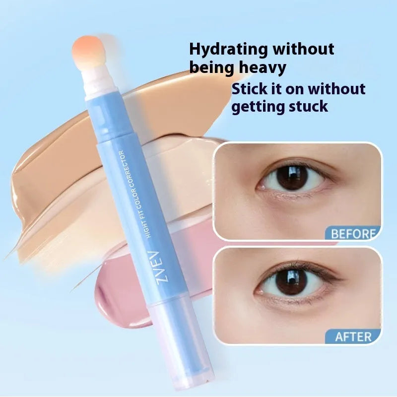 Sponge brush head concealer cream tube in three shade options for clothing imperfections.