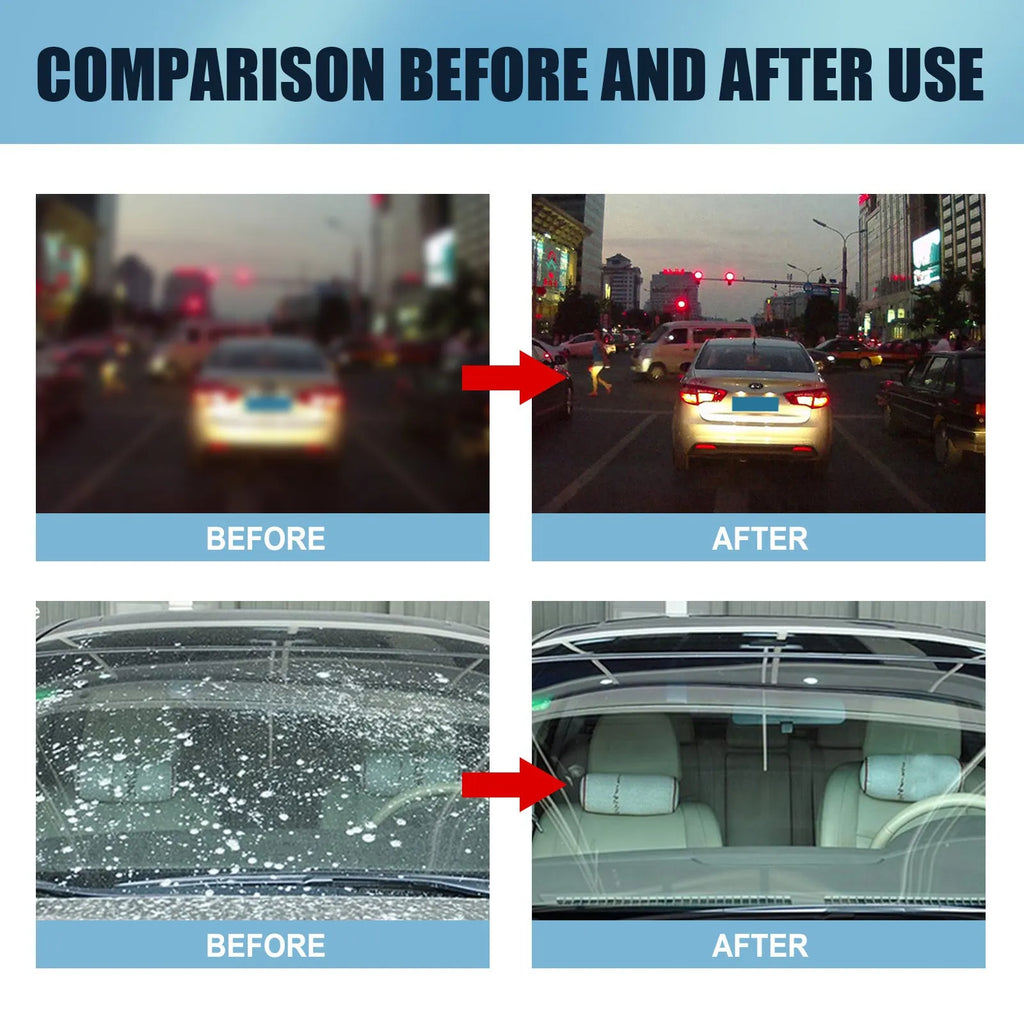 Blue car window oil film remover with soft sponge applicator for glass cleaning