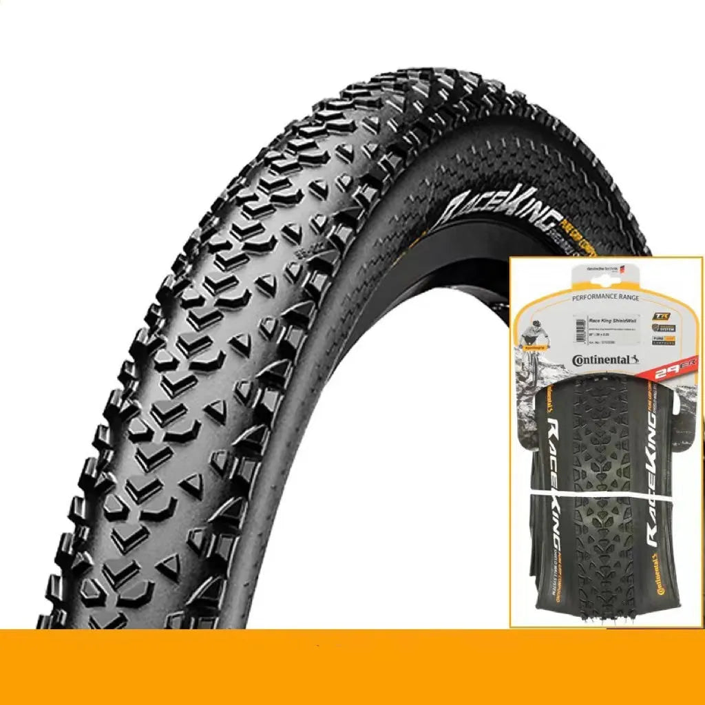 Mountain bike folding outer tyre shown in yellow sidewall, sizes include 26, 27.5 and 29 inch.