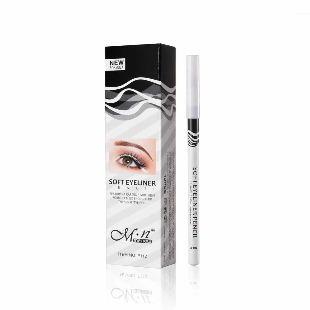 12 white waterproof eyeliner pencils in a box, smooth high gloss eye brightener makeup tools