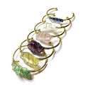 Unshaped natural crystal rough stone bracelet with gold winding and mixed colors in bohemian style