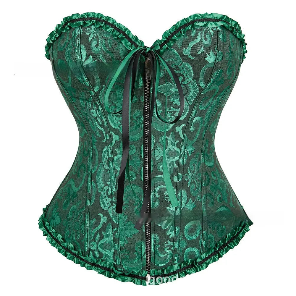 Women's spandex zipper corset in multiple colours with front fastening