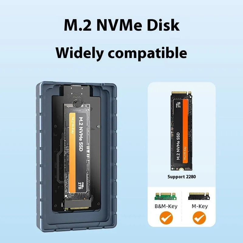 USB4 aluminium hard disk enclosure for M.2 NVMe SSDs measuring 50x118mm