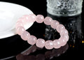 Pink crystal and bamboo bracelet with 11-12mm barrel beads and geometric design