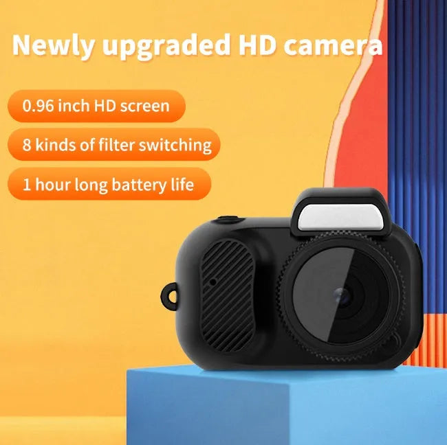 Black Y3000 HD compact sports camera with small display screen on a textured background.