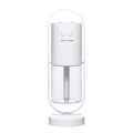 200ml portable USB humidifier with colourful light showing pink, dark blue, sky blue, and white colour options