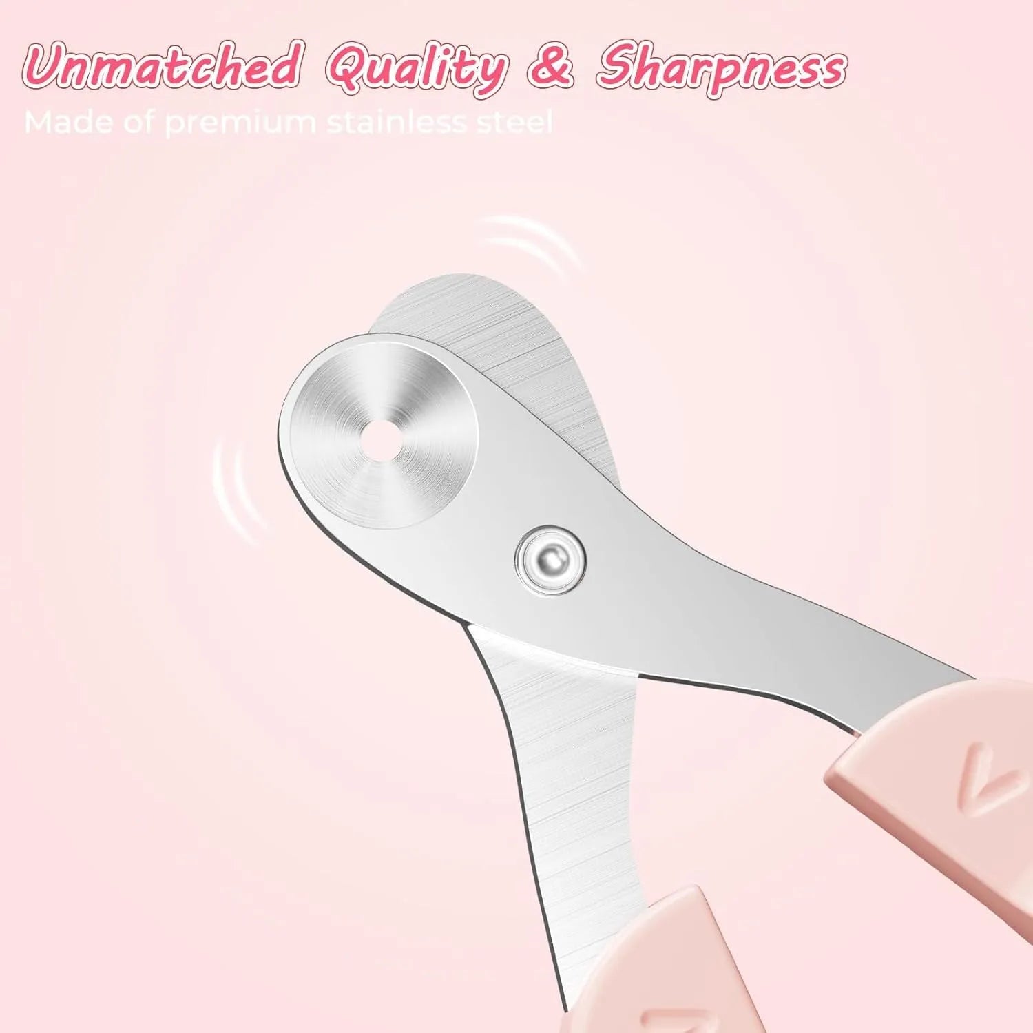 Cat nail clipper with positioning round hole and non-slip handle in blue colour