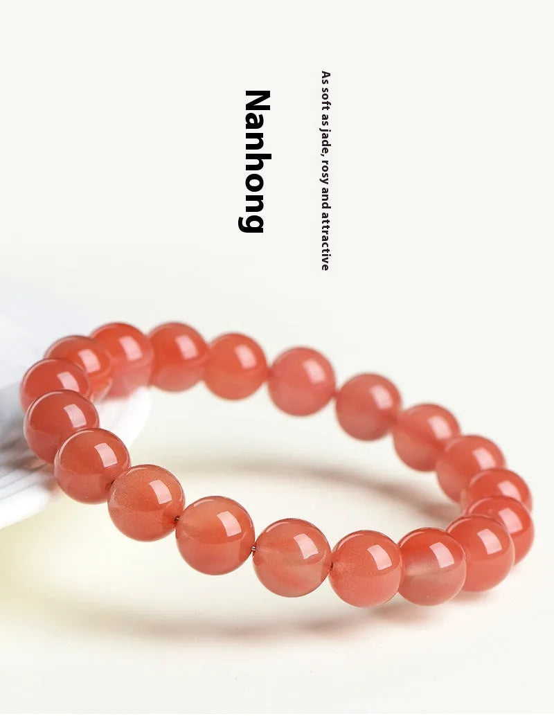 Natural South cherry red agate bracelet with polished scattered beads in multiple sizing options