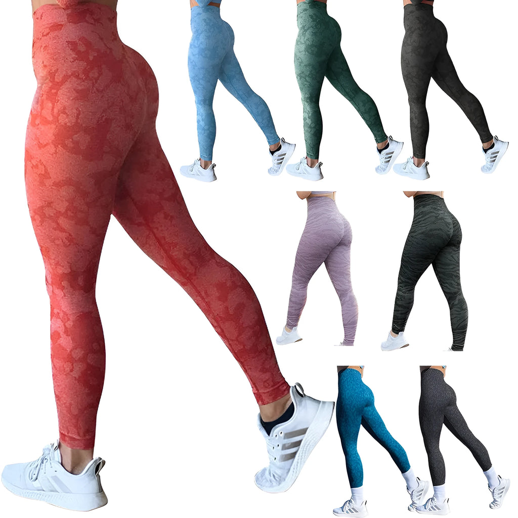 Women's push-up butt leggings in camouflage pattern for fitness workouts