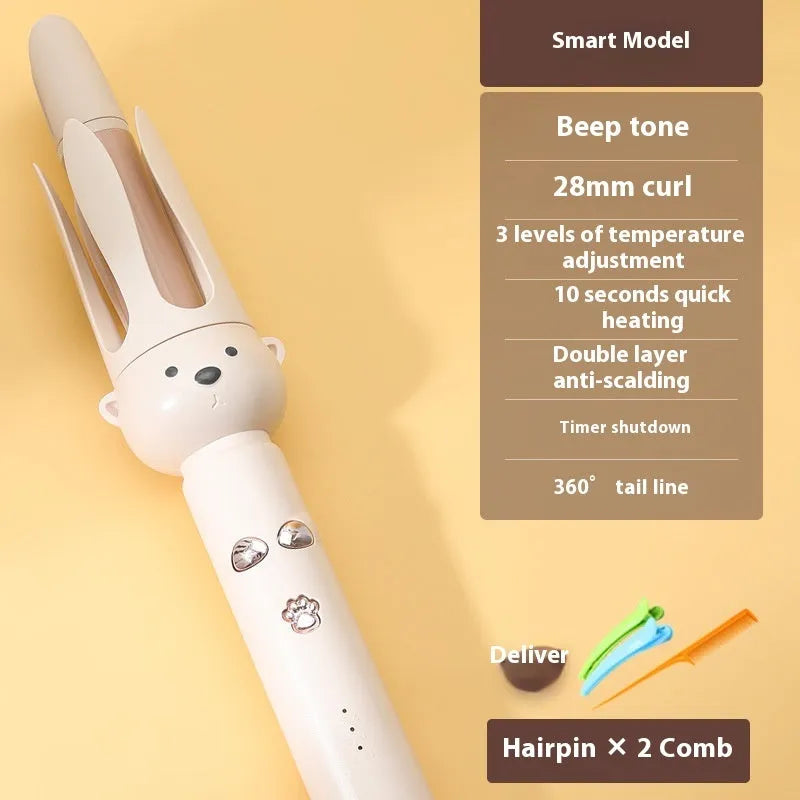 Beige anion automatic hair curler with negative ion technology and UK plug